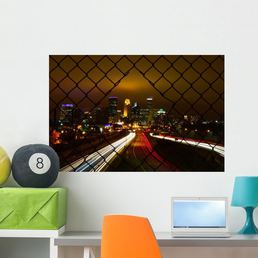 Minneapolis Skyline at Night Wall Decal