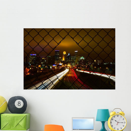 Minneapolis Skyline at Night Wall Decal