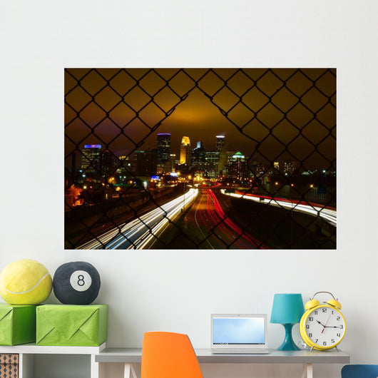 Minneapolis Skyline at Night Wall Decal