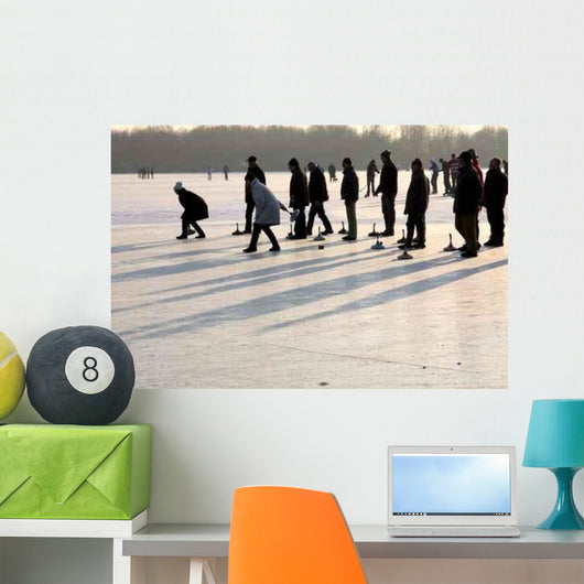 Winter Eisstockschiessen Auf Dem Wall Decal