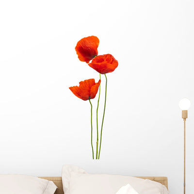Floral Design Poppies White Wall Decal shown on a wall