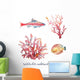 Watercolor Nautical Coral Wall Decal Sticker Set