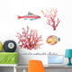 Watercolor Nautical Coral Wall Decal Sticker Set