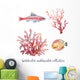 Watercolor Nautical Coral Wall Decal Sticker Set