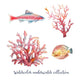 Watercolor Nautical Coral Wall Decal Sticker Set
