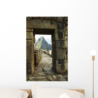 Machu Picchu Ruins Wall Decal shown on a wall