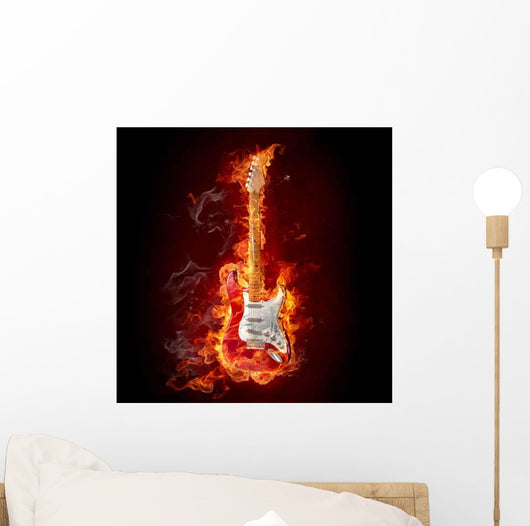 Burning Guitar Wall Decal