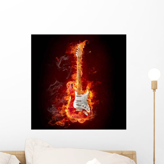 Burning Guitar Wall Decal