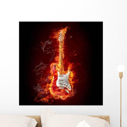 Burning Guitar Wall Decal