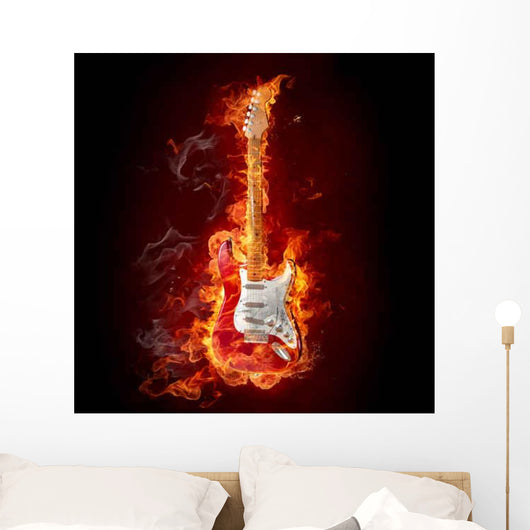 Burning Guitar Wall Decal