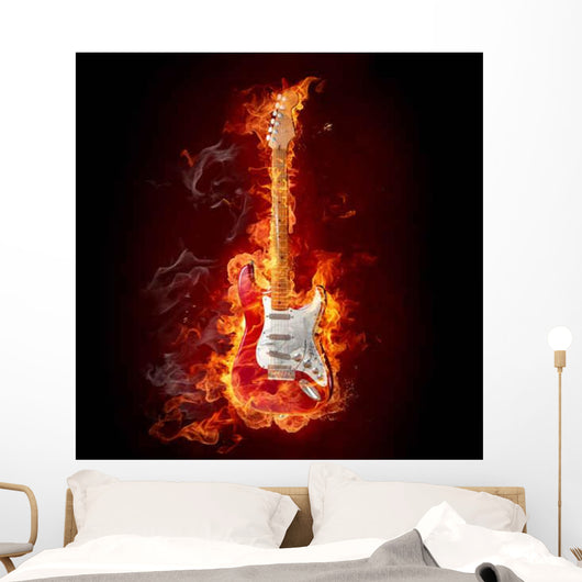Burning Guitar Wall Decal