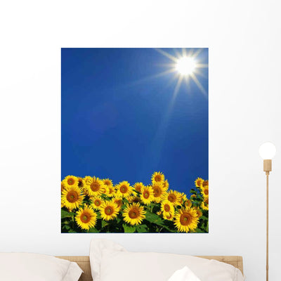Sunflowers Plein Soleil Wall Decal shown on a wall