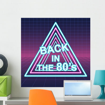 Retro Sci-fi Background Vector Wall Decal shown on a wall