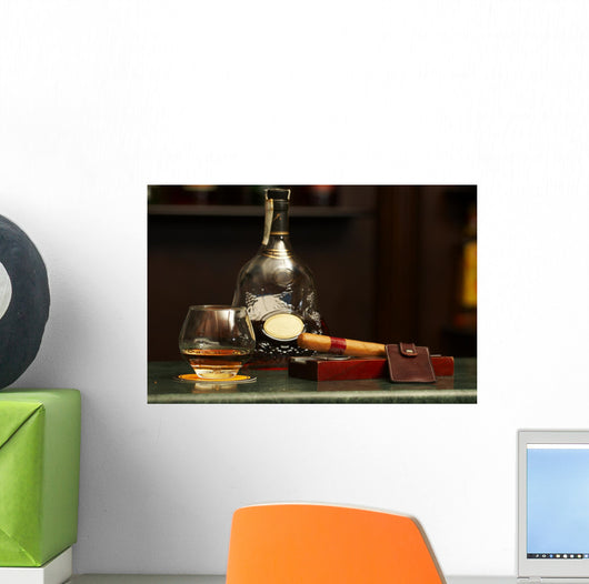 Classic Cognac Bottle Cigar Wall Decal
