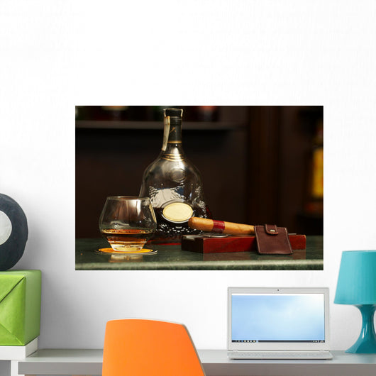 Classic Cognac Bottle Cigar Wall Decal