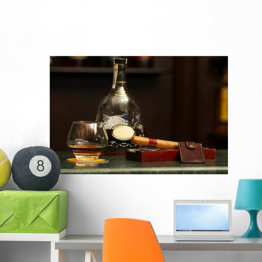 Classic Cognac Bottle Cigar Wall Decal