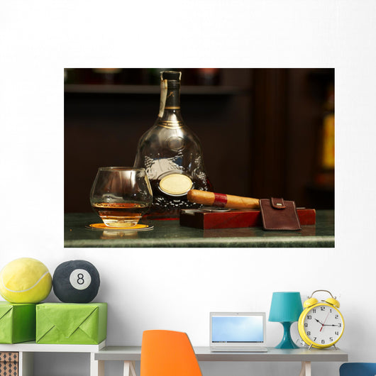 Classic Cognac Bottle Cigar Wall Decal