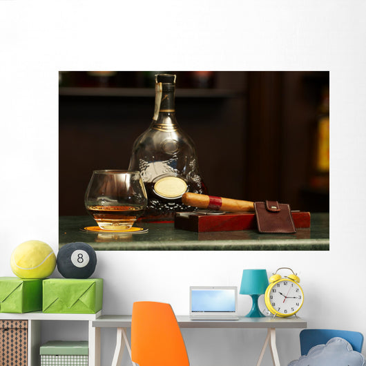 Classic Cognac Bottle Cigar Wall Decal