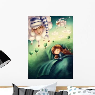 Little Gil Counting Sheep Wall Decal shown on a wall