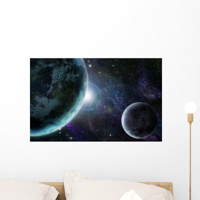 Blue Planet Earth Outer Wall Mural shown on a wall
