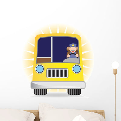 School Bus Wall Decal shown on a wall