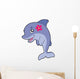 Cute Dolphin Girl with Wall Decal