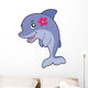 Cute Dolphin Girl with Wall Decal