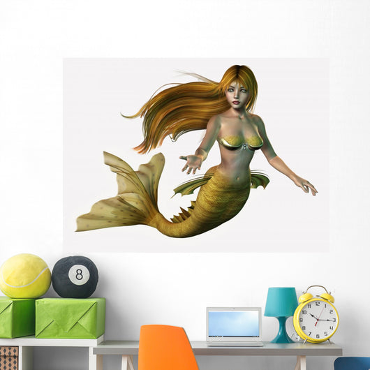 Golden Mermaid Wall Decal