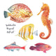 Artistic Watercolor Tropical Fish Wall Decal