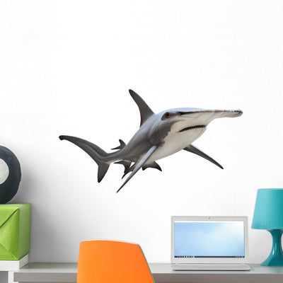 Great Hammerhead Shark Wall Decal shown on a wall