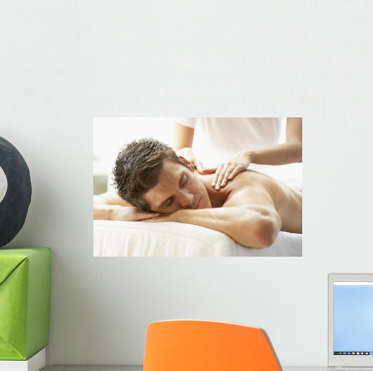 Young Man Enjoying Massage Wall Decal