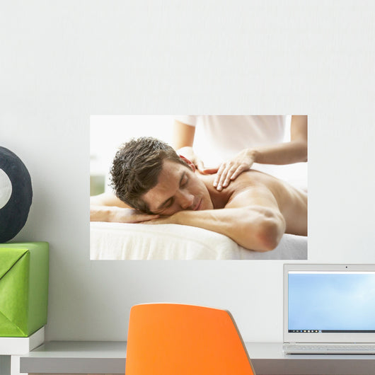 Young Man Enjoying Massage Wall Decal