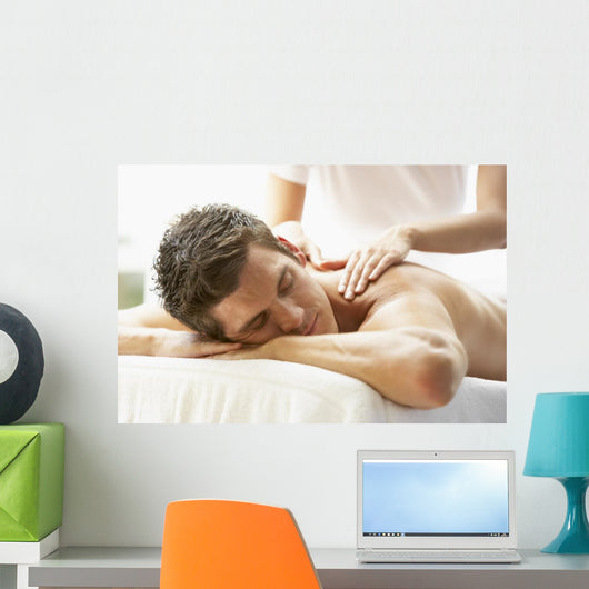 Young Man Enjoying Massage Wall Decal