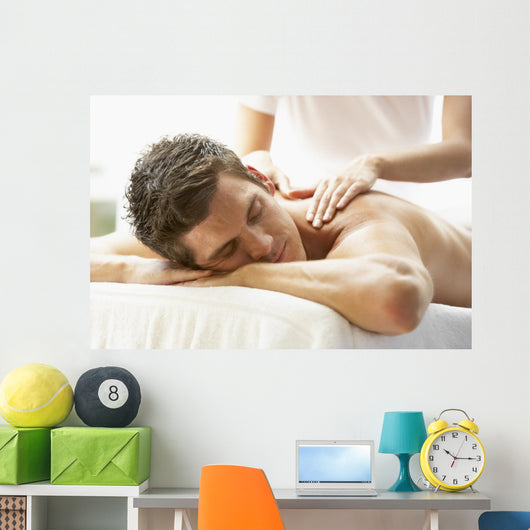 Young Man Enjoying Massage Wall Decal