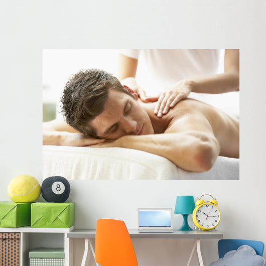 Young Man Enjoying Massage Wall Decal