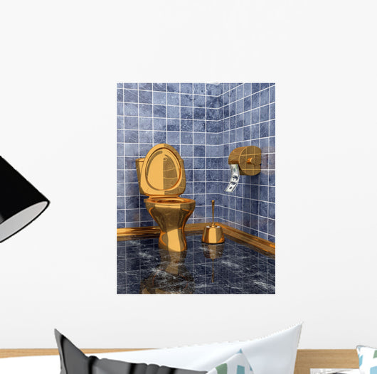 Costly Golden Toilet Wall Decal