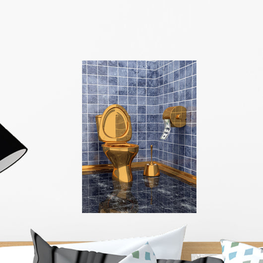 Costly Golden Toilet Wall Decal