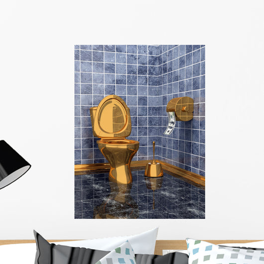Costly Golden Toilet Wall Decal