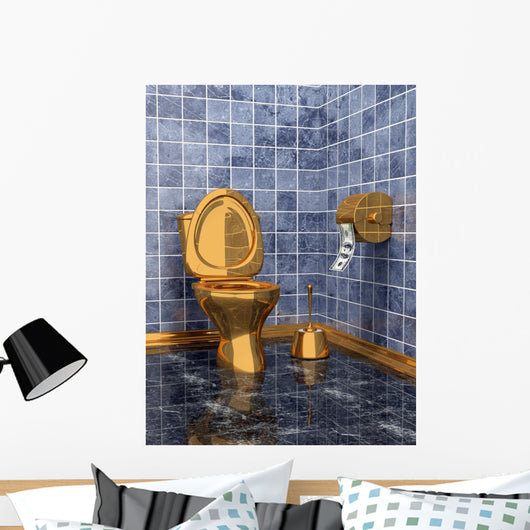 Costly Golden Toilet Wall Decal