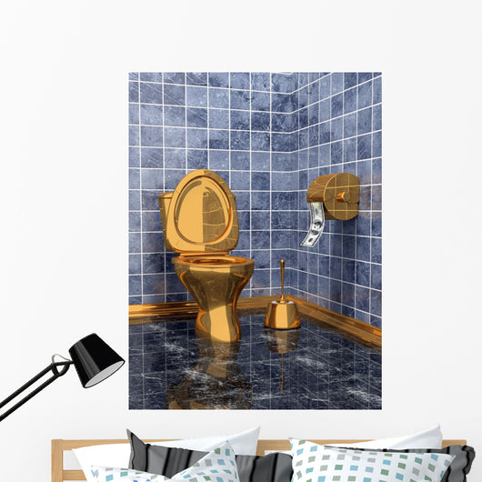 Costly Golden Toilet Wall Decal