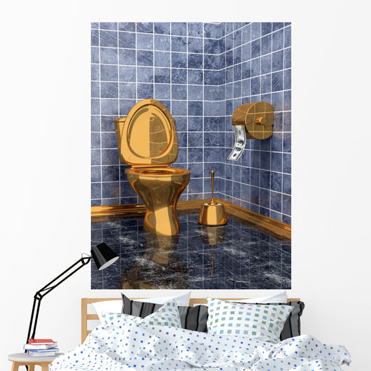 Costly Golden Toilet Wall Decal