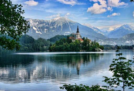 Lake Bled with Alps Wall Decal
