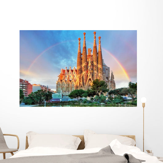 Sagrada Familia Barcelona Spain with Rainbow Wall Decal