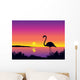 Beautiful Coastline with Flamingo Wall Decal
