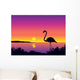 Beautiful Coastline with Flamingo Wall Decal