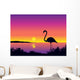 Beautiful Coastline with Flamingo Wall Decal