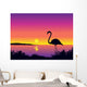Beautiful Coastline with Flamingo Wall Decal
