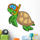 Sea Turtle Snorkel Diver Wall Decal