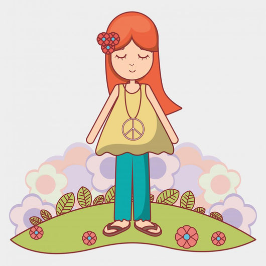 Woman Relaxing with Flowers Wall Decal
