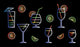 Neon Cocktails Vector Illustration Wall Decal